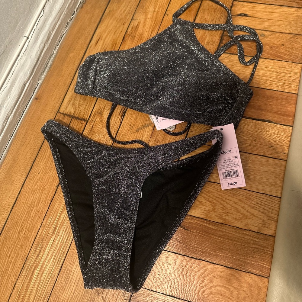 Sparkly silver bikini with tags